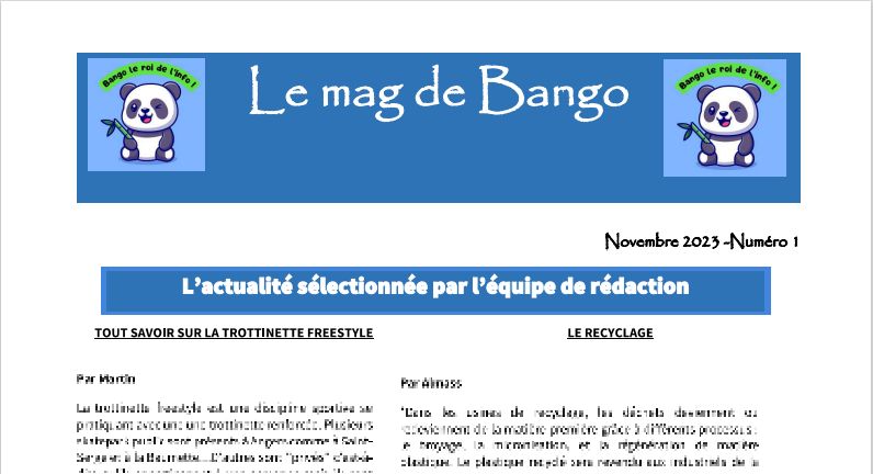 Première édition du Mag de Bango !